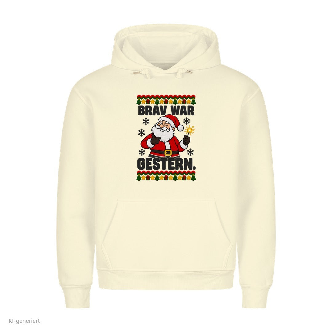 Weihnachtsmann Weihnachtshoodie Brav war gestern - Ugly Christmas Hoodie in Beige