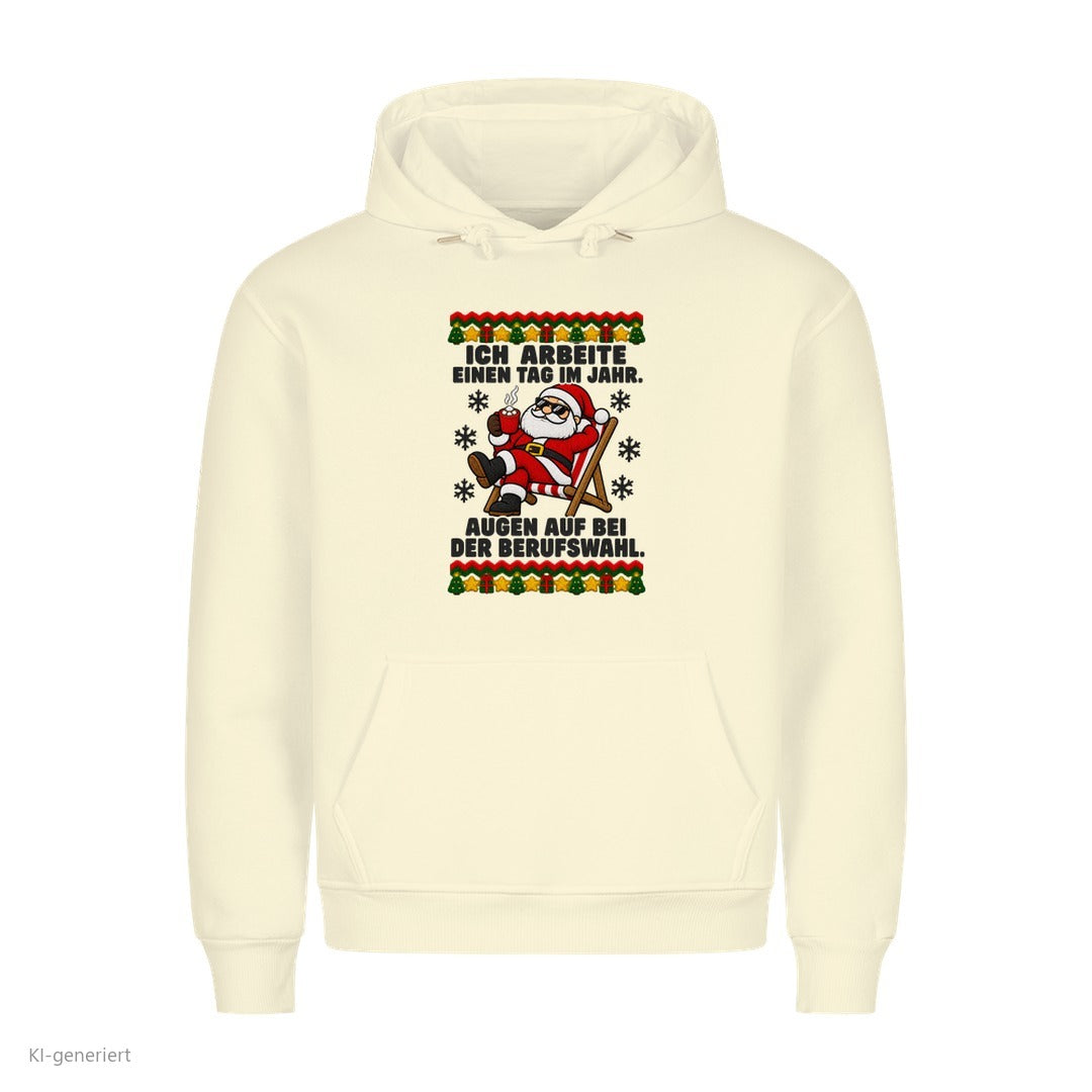 Weihnachtsmann Weihnachtshoodie Augen auf bei der Berufswahl - Ugly Christmas Hoodie in Beige