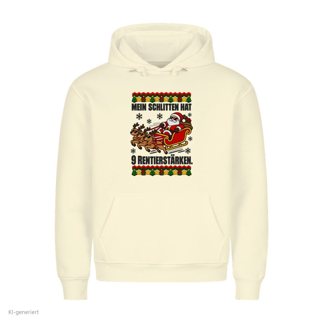 Weihnachtsmann Weihnachtshoodie 9 Rentierstärken - Ugly Christmas Hoodie in Beige