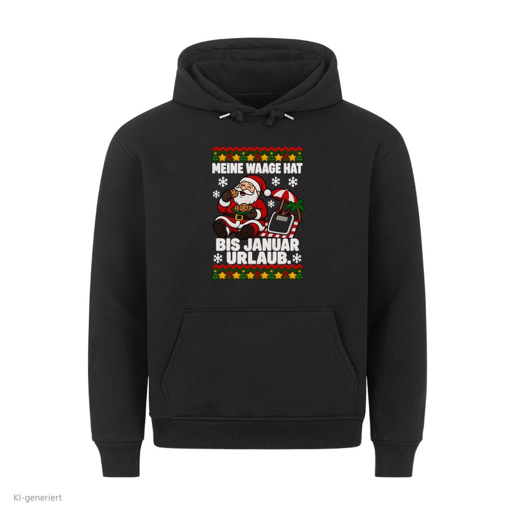 Weihnachtsmann Weihnachtshoodie Waage hat Urlaub bis Januar - Ugly Christmas Hoodie in Schwarz