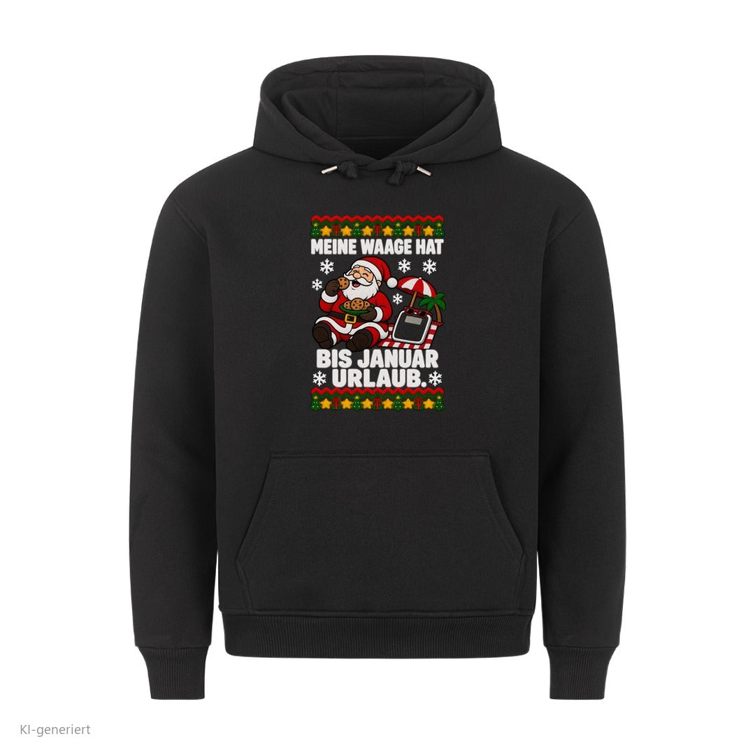 Weihnachtsmann Weihnachtshoodie Waage hat Urlaub bis Januar - Ugly Christmas Hoodie in Schwarz