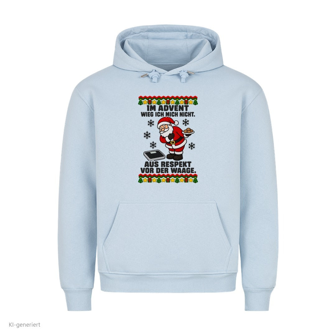 Weihnachtsmann Weihnachtshoodie Im Advent wieg ich mich nicht - Ugly Christmas Hoodie in Babyblau