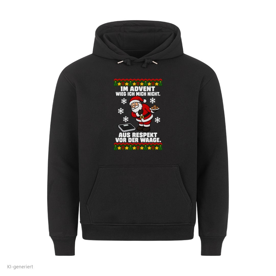 Weihnachtsmann Weihnachtshoodie Im Advent wieg ich mich nicht - Ugly Christmas Hoodie in Schwarz