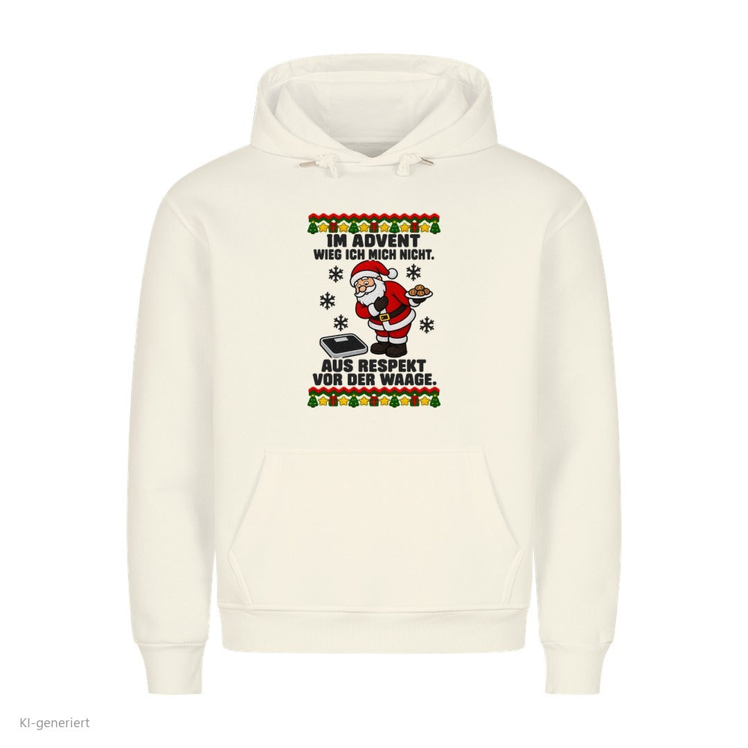 Weihnachtsmann Weihnachtshoodie Im Advent wieg ich mich nicht - Ugly Christmas Hoodie in Weiß