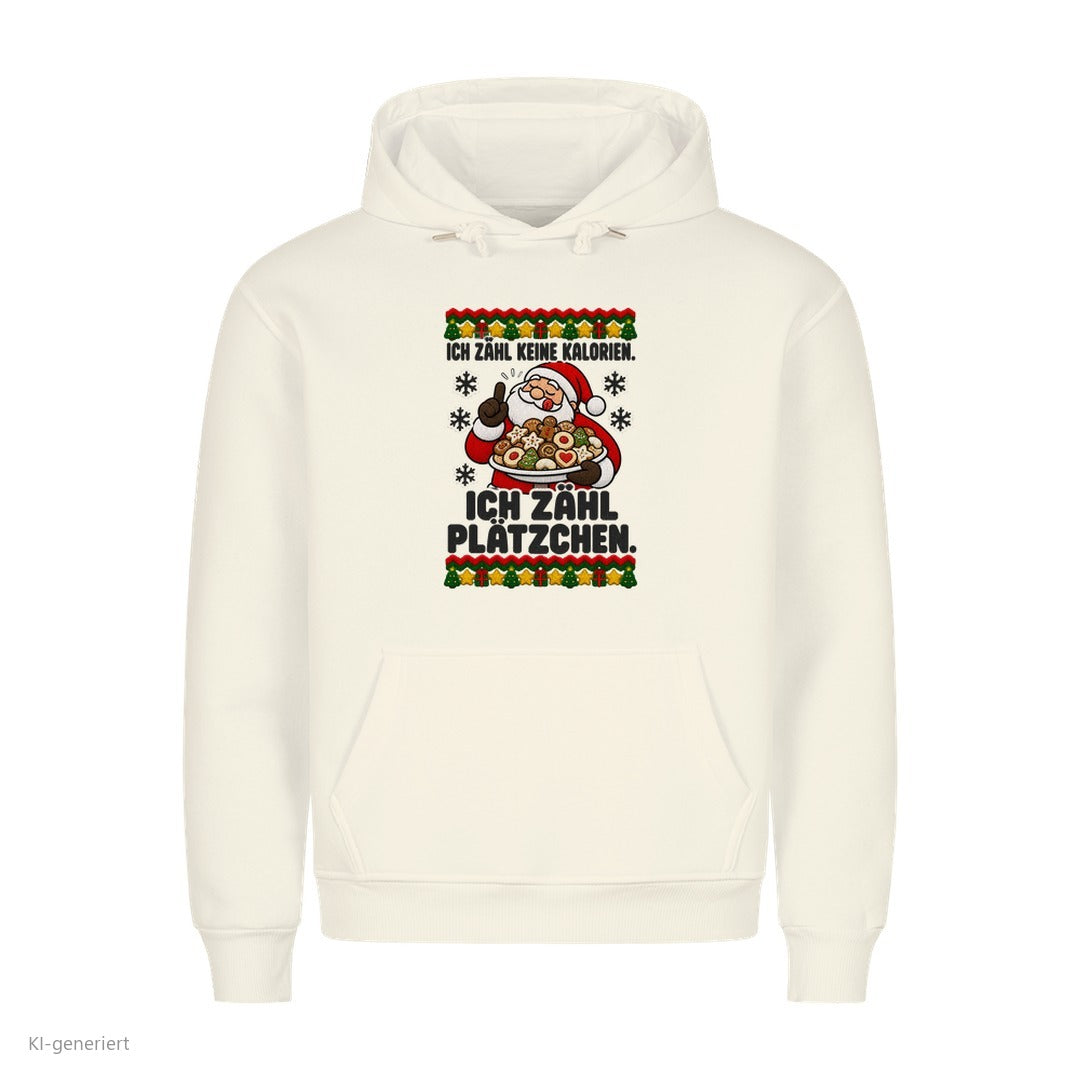 Weihnachtsmann Weihnachtshoodie Ich zähl Plätzchen - Ugly Christmas Hoodie in Weiß