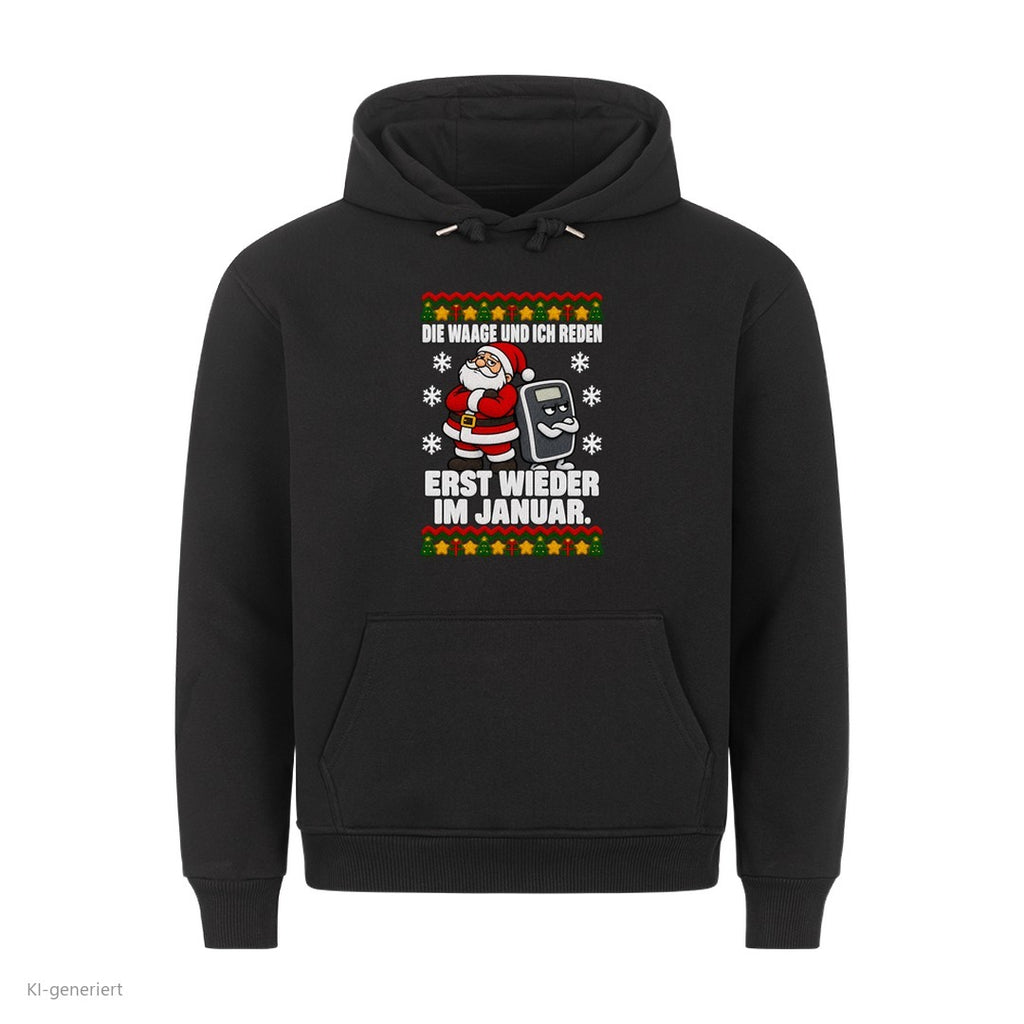 Weihnachtsmann Weihnachtshoodie Die Waage und ich reden im Januar - Ugly Christmas Hoodie in Schwarz