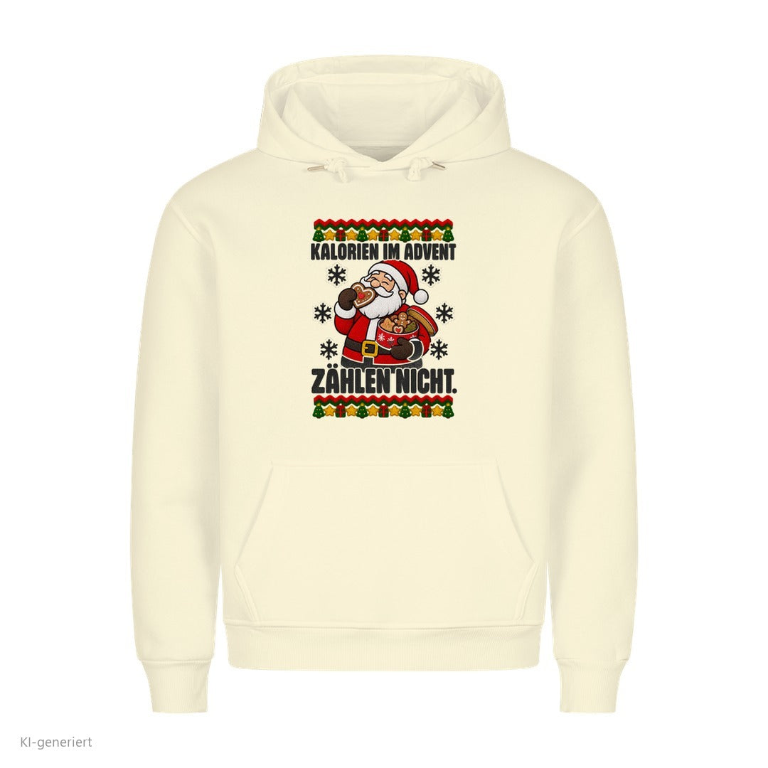Weihnachtsmann Weihnachtshoodie Kalorien im Advent zählen nicht - Ugly Christmas Hoodie in Beige