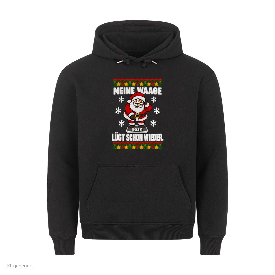 Weihnachtsmann Weihnachtshoodie Meine Waage lügt - Ugly Christmas Hoodie in Schwarz