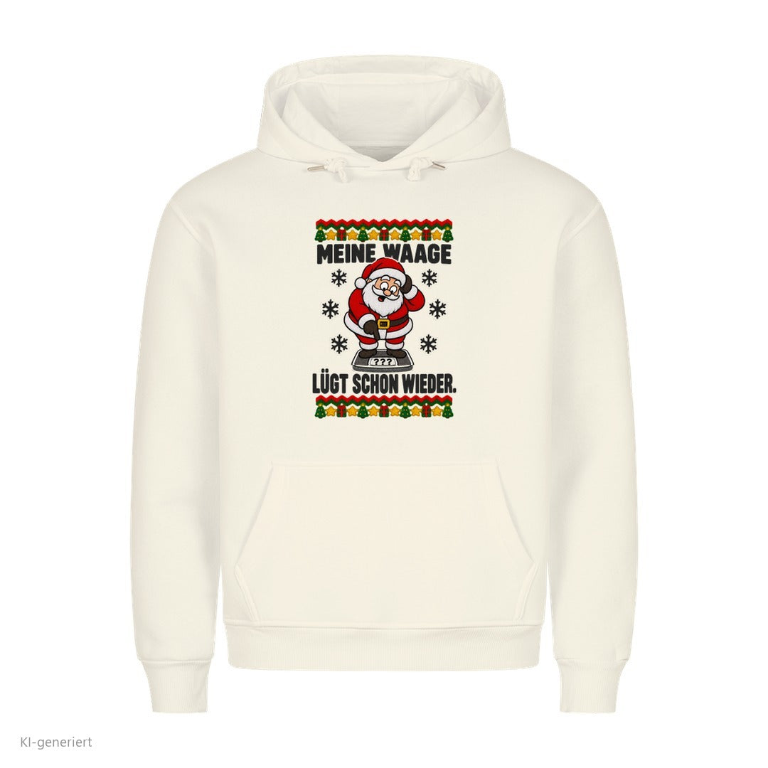 Weihnachtsmann Weihnachtshoodie Meine Waage lügt - Ugly Christmas Hoodie in Weiß