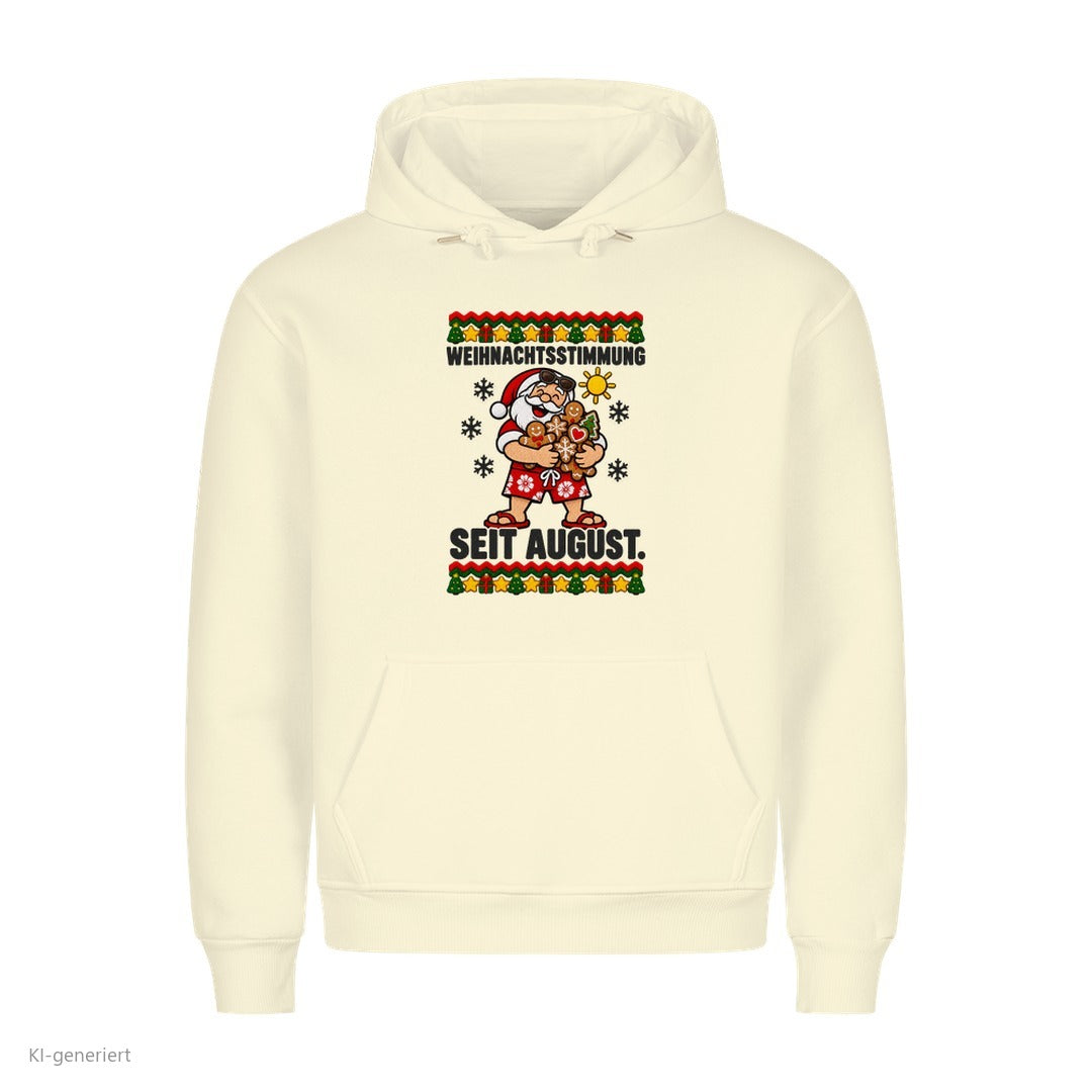 Weihnachtsmann Weihnachtshoodie Weihnachtsstimmung seit August - Ugly Christmas Hoodie in Beige