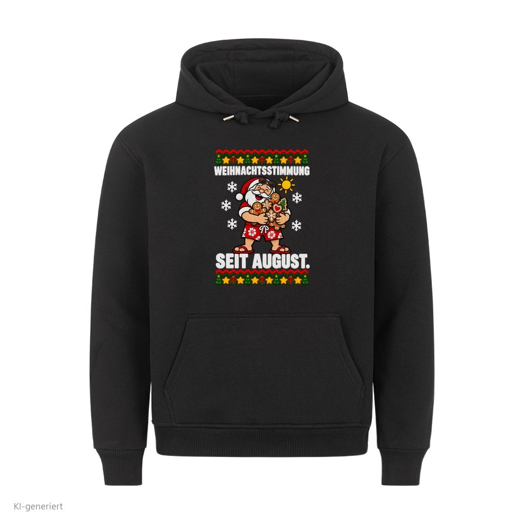 Weihnachtsmann Weihnachtshoodie Weihnachtsstimmung seit August - Ugly Christmas Hoodie in Schwarz