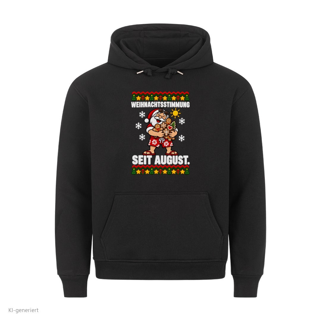 Weihnachtsmann Weihnachtshoodie Weihnachtsstimmung seit August - Ugly Christmas Hoodie in Schwarz