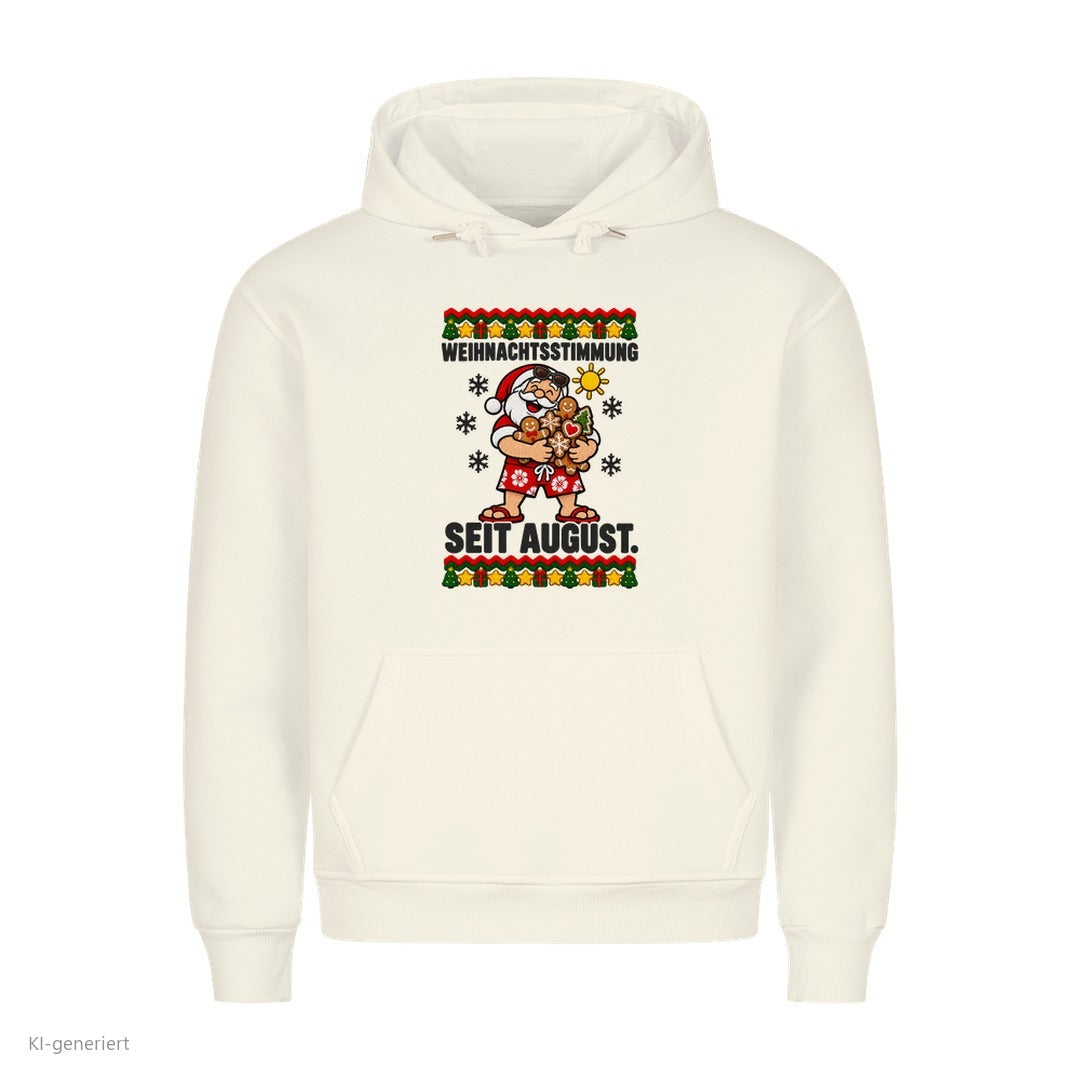 Weihnachtsmann Weihnachtshoodie Weihnachtsstimmung seit August - Ugly Christmas Hoodie in Weiß
