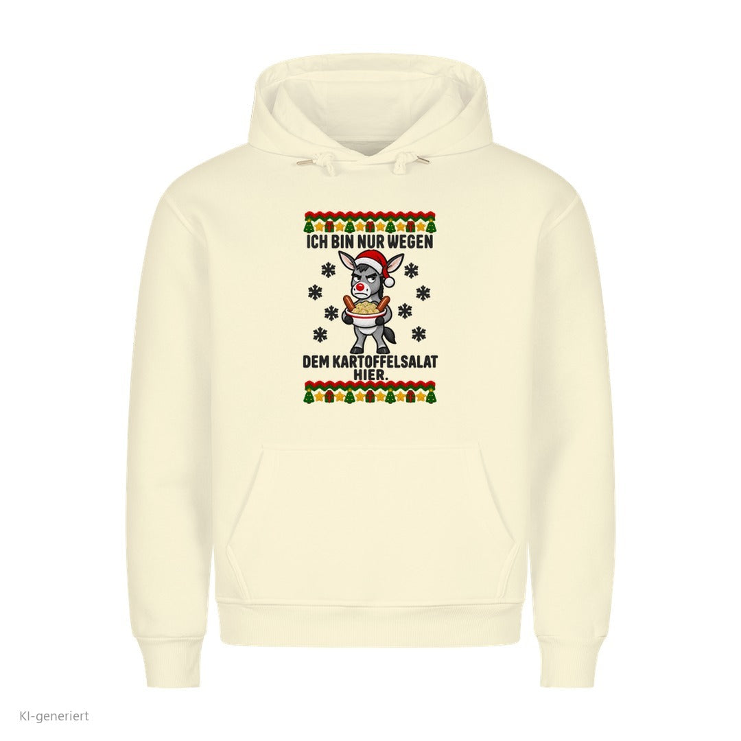 Esel Weihnachtshoodie Nur wegen dem Kartoffelsalat - Ugly Christmas Hoodie in Beige