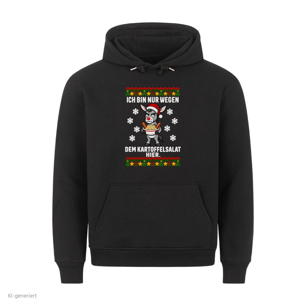 Esel Weihnachtshoodie Nur wegen dem Kartoffelsalat - Ugly Christmas Hoodie in Schwarz