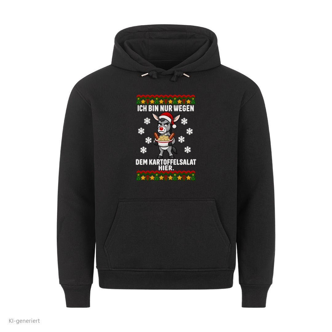 Esel Weihnachtshoodie Nur wegen dem Kartoffelsalat - Ugly Christmas Hoodie in Schwarz