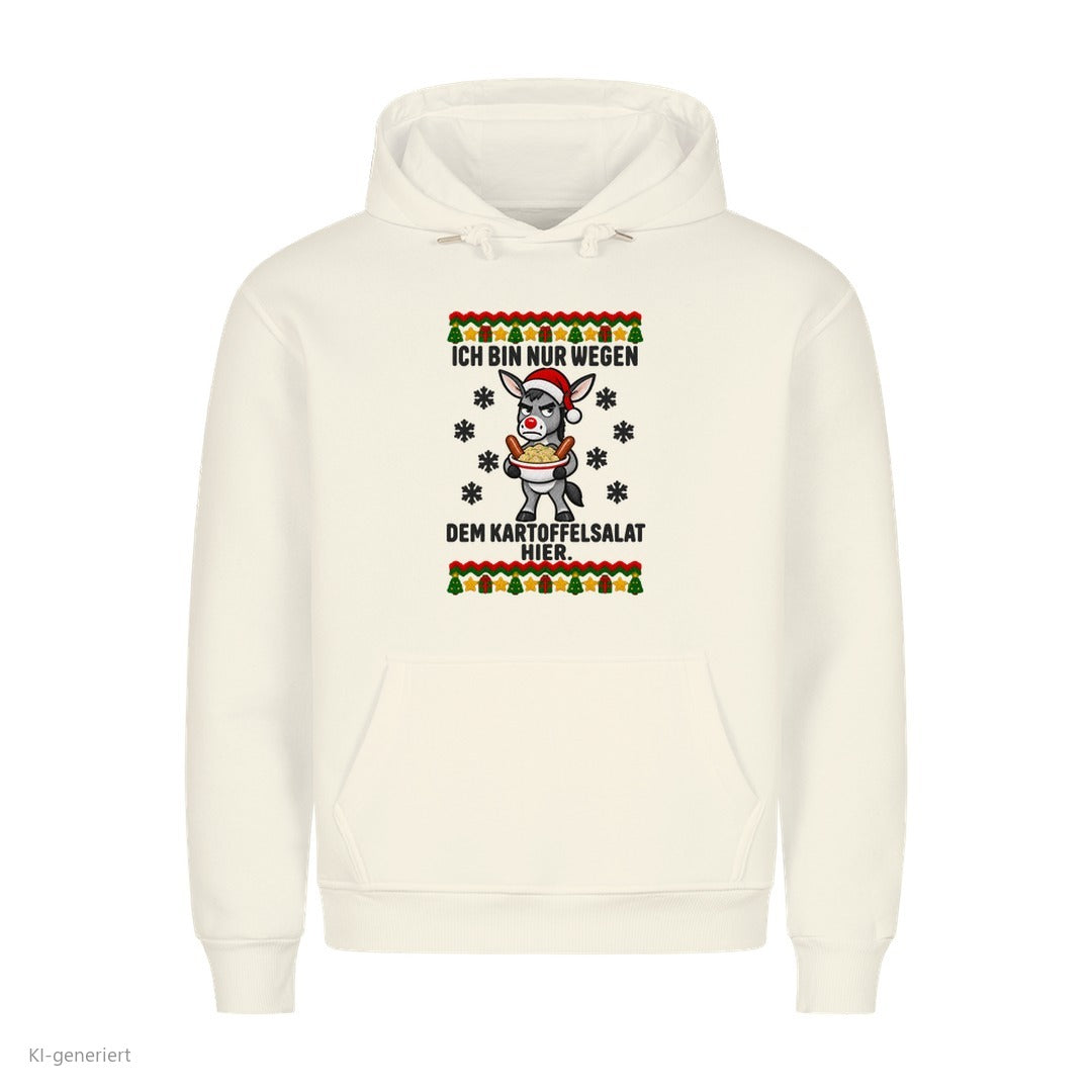 Esel Weihnachtshoodie Nur wegen dem Kartoffelsalat - Ugly Christmas Hoodie in Weiß