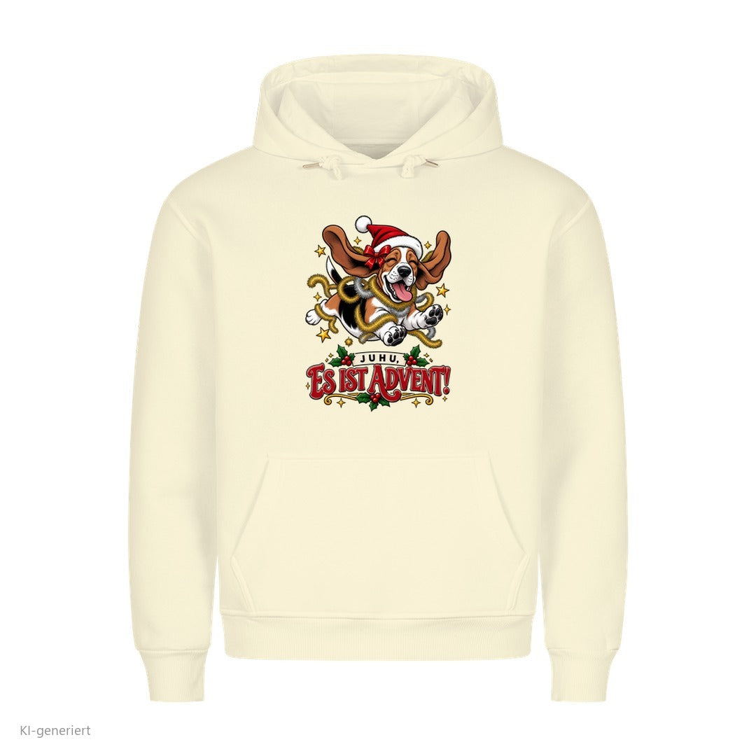 Partner Weihnachtshoodies Basset: Juhu, es ist Advent! - Hoodie in Beige