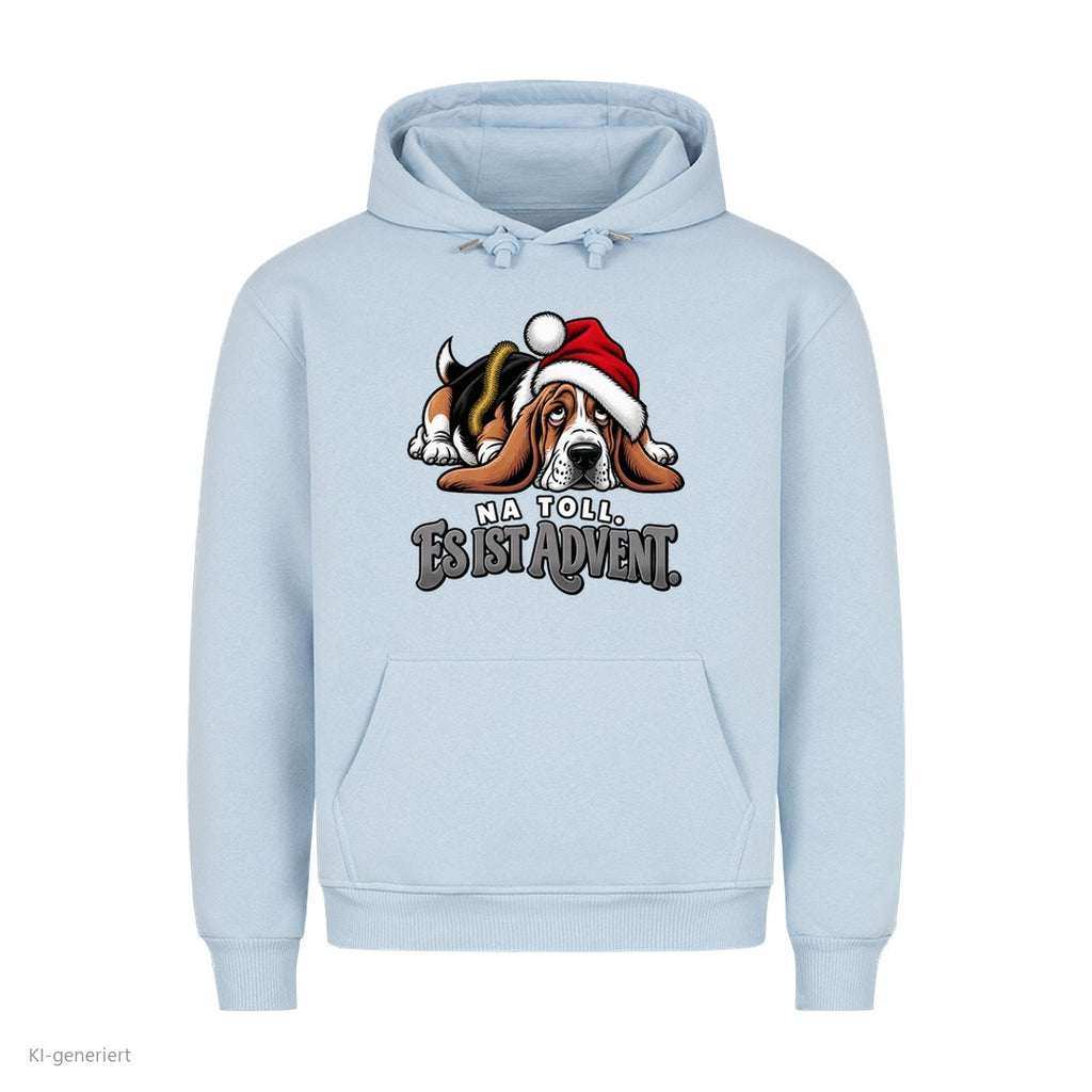 Partner Weihnachtshoodies Basset: Na toll. Es ist Advent - Hoodie in Babyblau