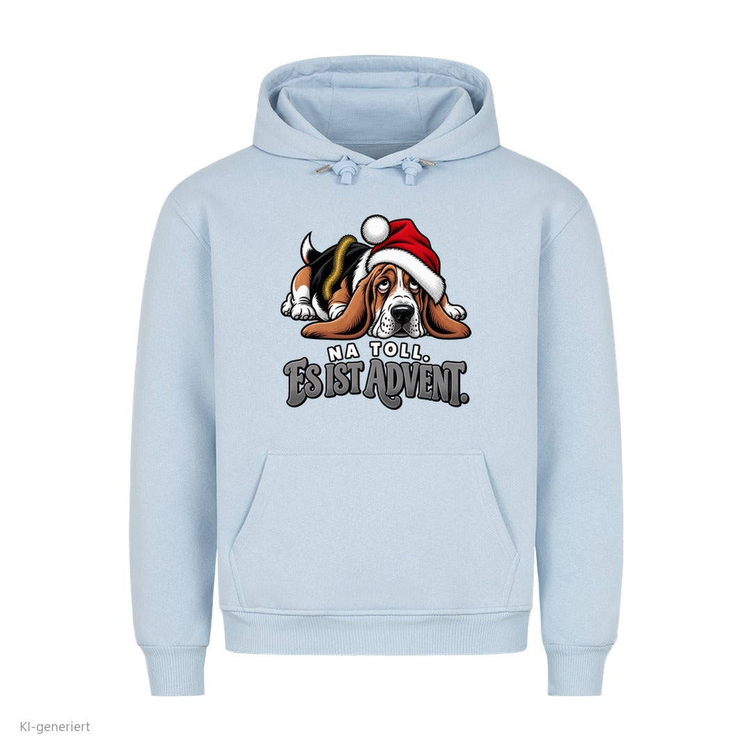 Partner Weihnachtshoodies Basset: Na toll. Es ist Advent - Hoodie in Babyblau
