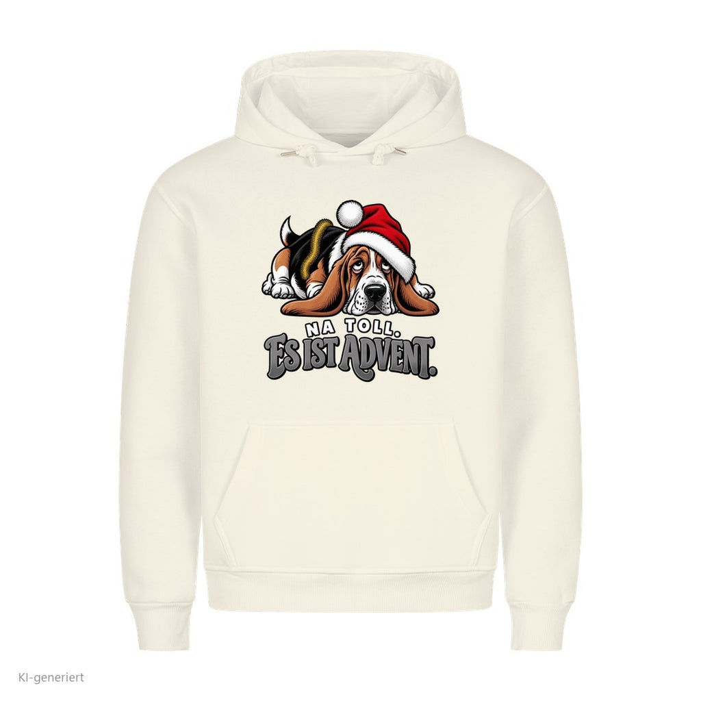 Partner Weihnachtshoodies Basset: Na toll. Es ist Advent - Hoodie in Weiß