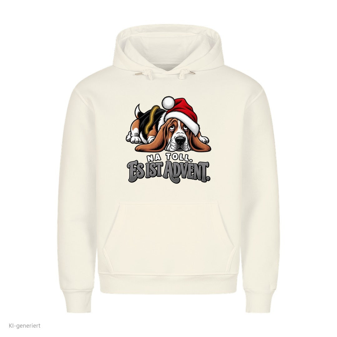 Partner Weihnachtshoodies Basset: Na toll. Es ist Advent - Hoodie in Weiß