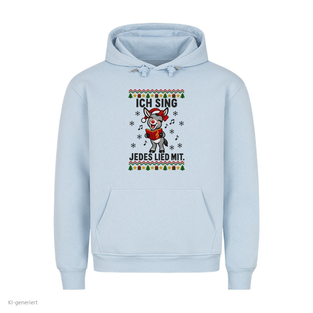 Partner Weihnachtshoodies Esel: Ich sing jedes Lied mit - Hoodie in Babyblau