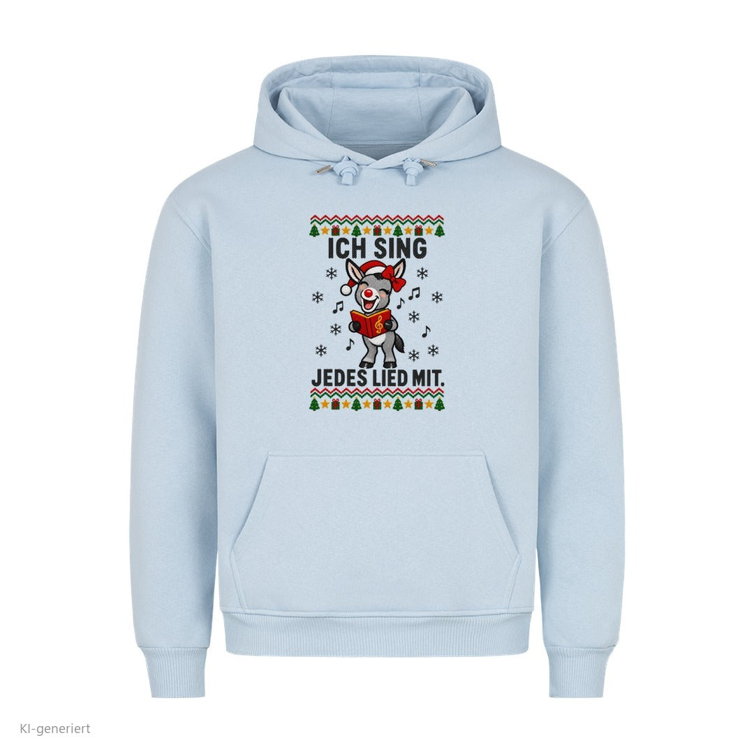 Partner Weihnachtshoodies Esel: Ich sing jedes Lied mit - Hoodie in Babyblau