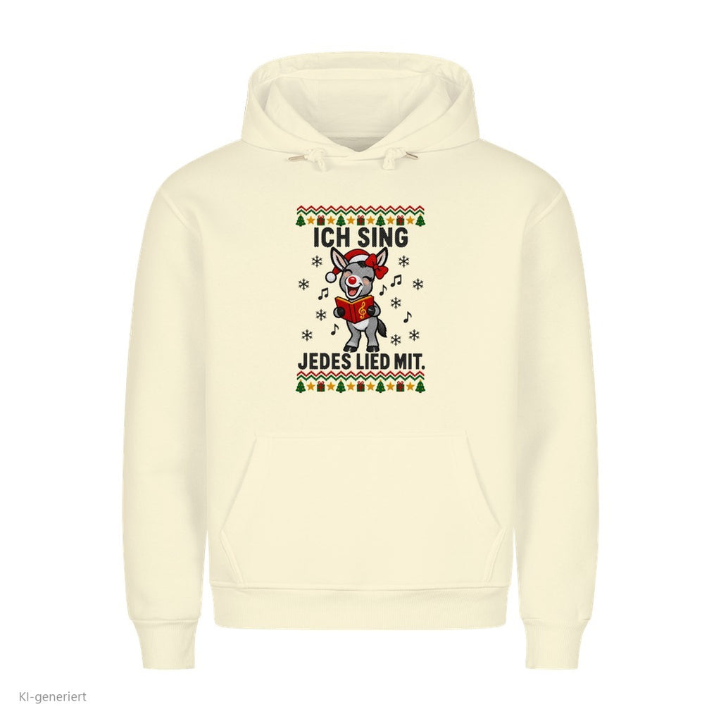 Partner Weihnachtshoodies Esel: Ich sing jedes Lied mit - Hoodie in Beige