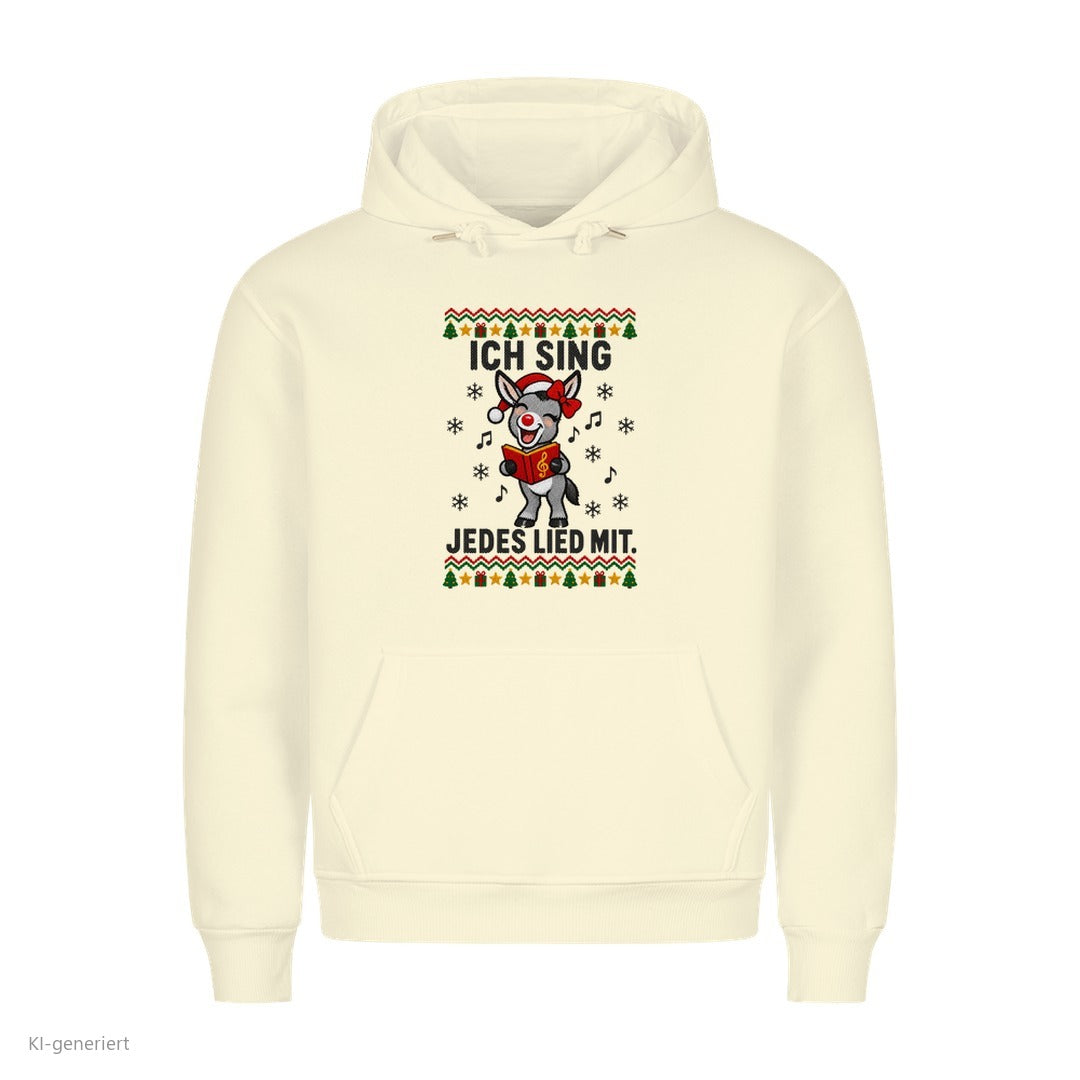 Partner Weihnachtshoodies Esel: Ich sing jedes Lied mit - Hoodie in Beige