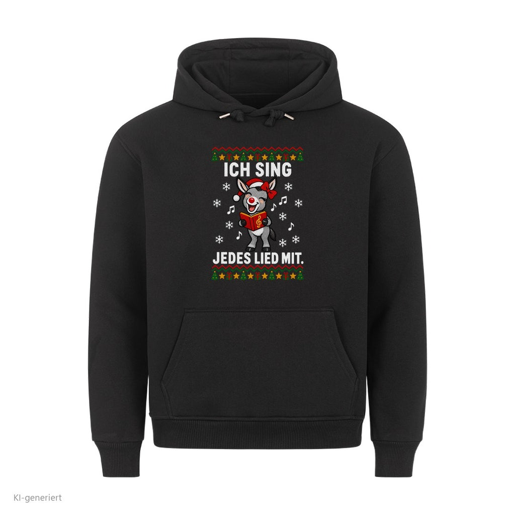 Partner Weihnachtshoodies Esel: Ich sing jedes Lied mit - Hoodie in Schwarz
