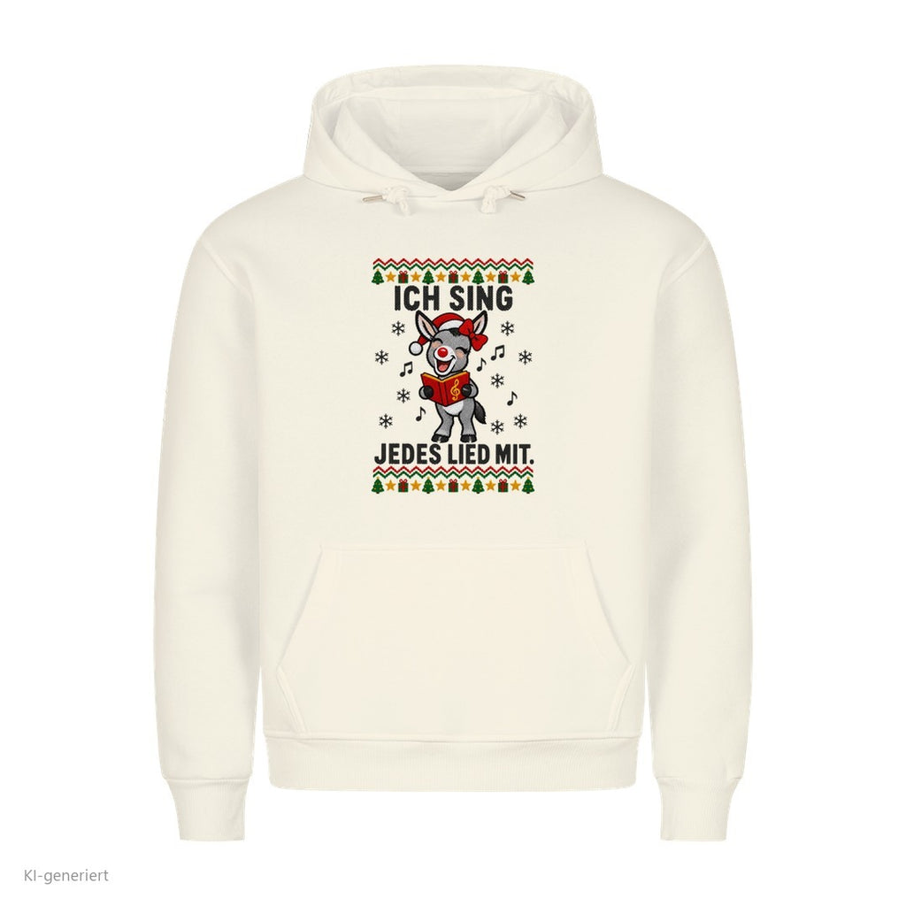 Partner Weihnachtshoodies Esel: Ich sing jedes Lied mit - Hoodie in Weiß