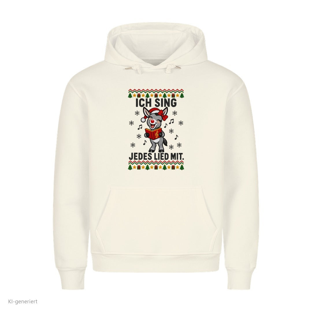 Partner Weihnachtshoodies Esel: Ich sing jedes Lied mit - Hoodie in Weiß