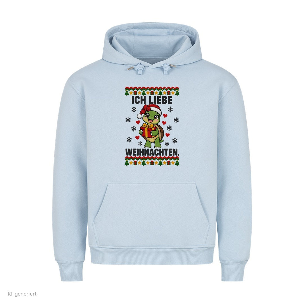 Partner Weihnachtshoodies Schildkröte: Ich liebe Weihnachten - Hoodie in Babyblau