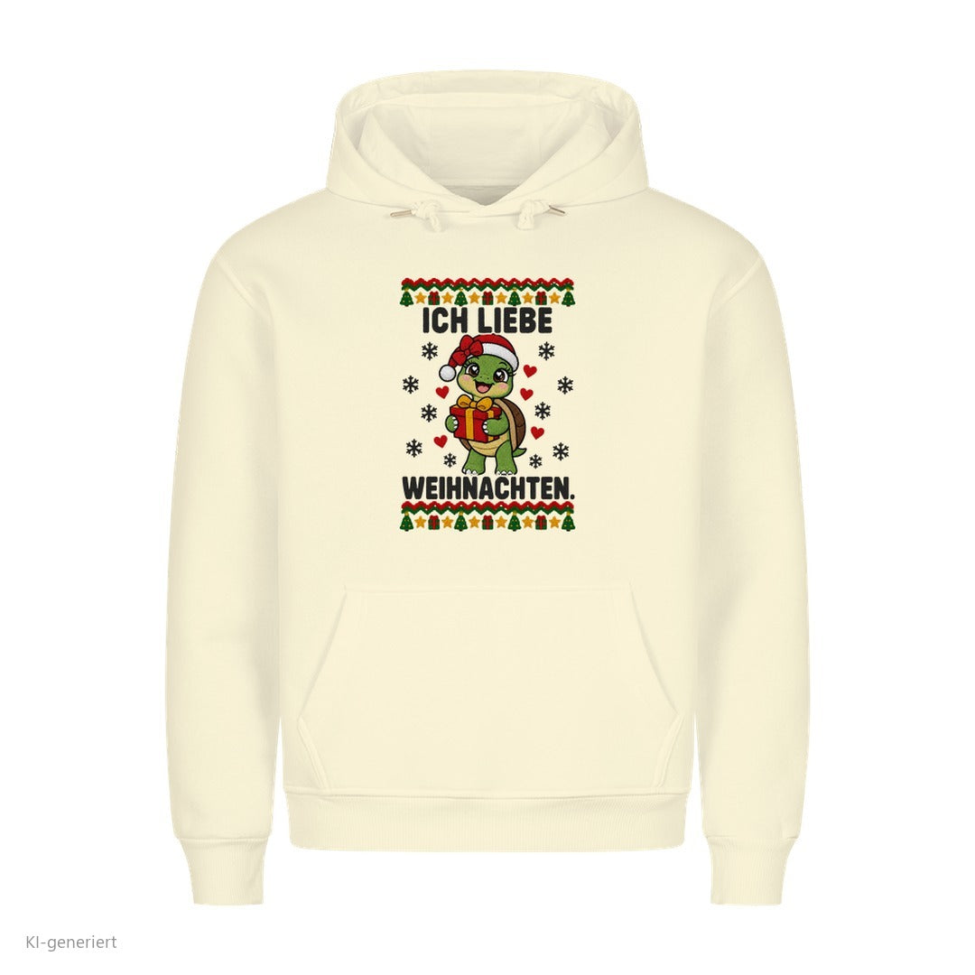 Partner Weihnachtshoodies Schildkröte: Ich liebe Weihnachten - Hoodie in Beige