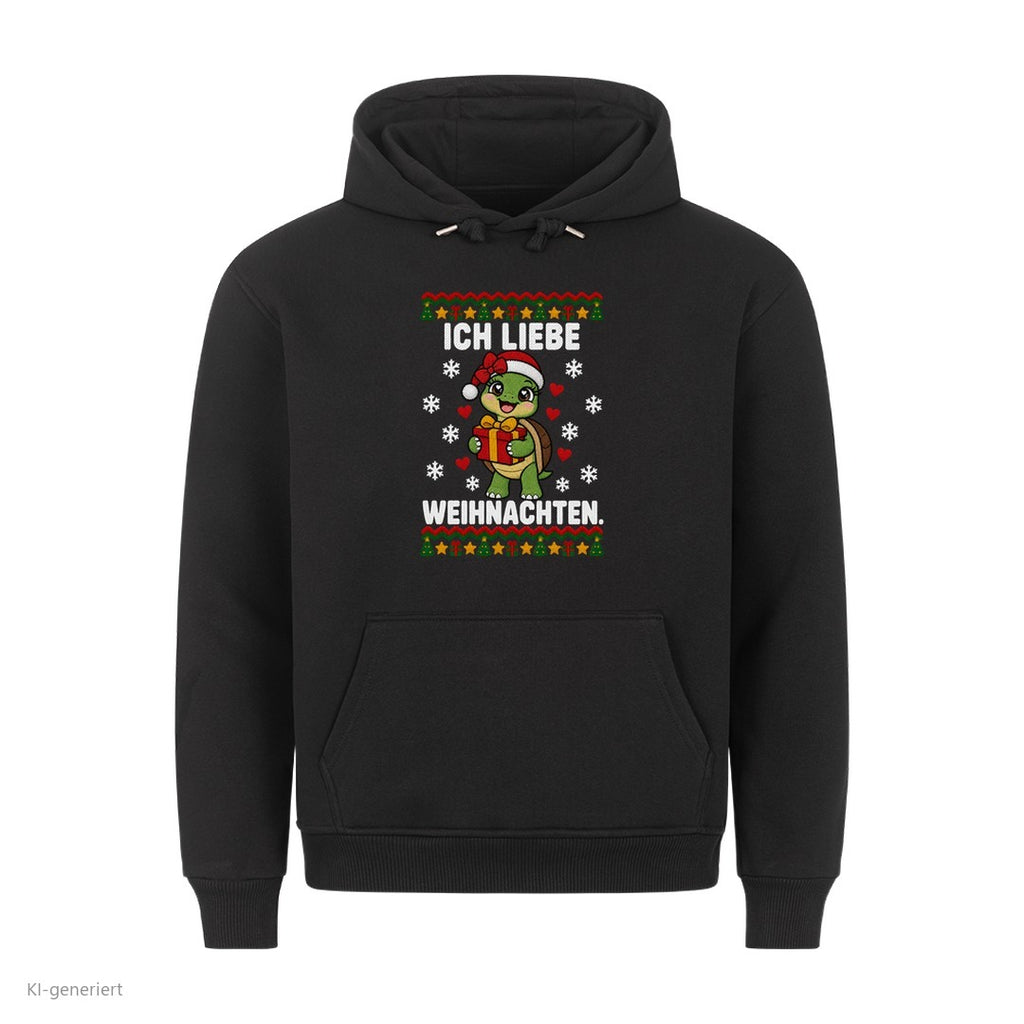 Partner Weihnachtshoodies Schildkröte: Ich liebe Weihnachten - Hoodie in Schwarz