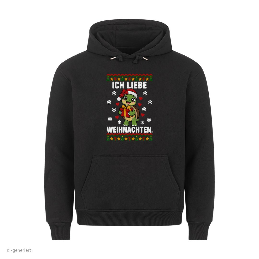 Partner Weihnachtshoodies Schildkröte: Ich liebe Weihnachten - Hoodie in Schwarz