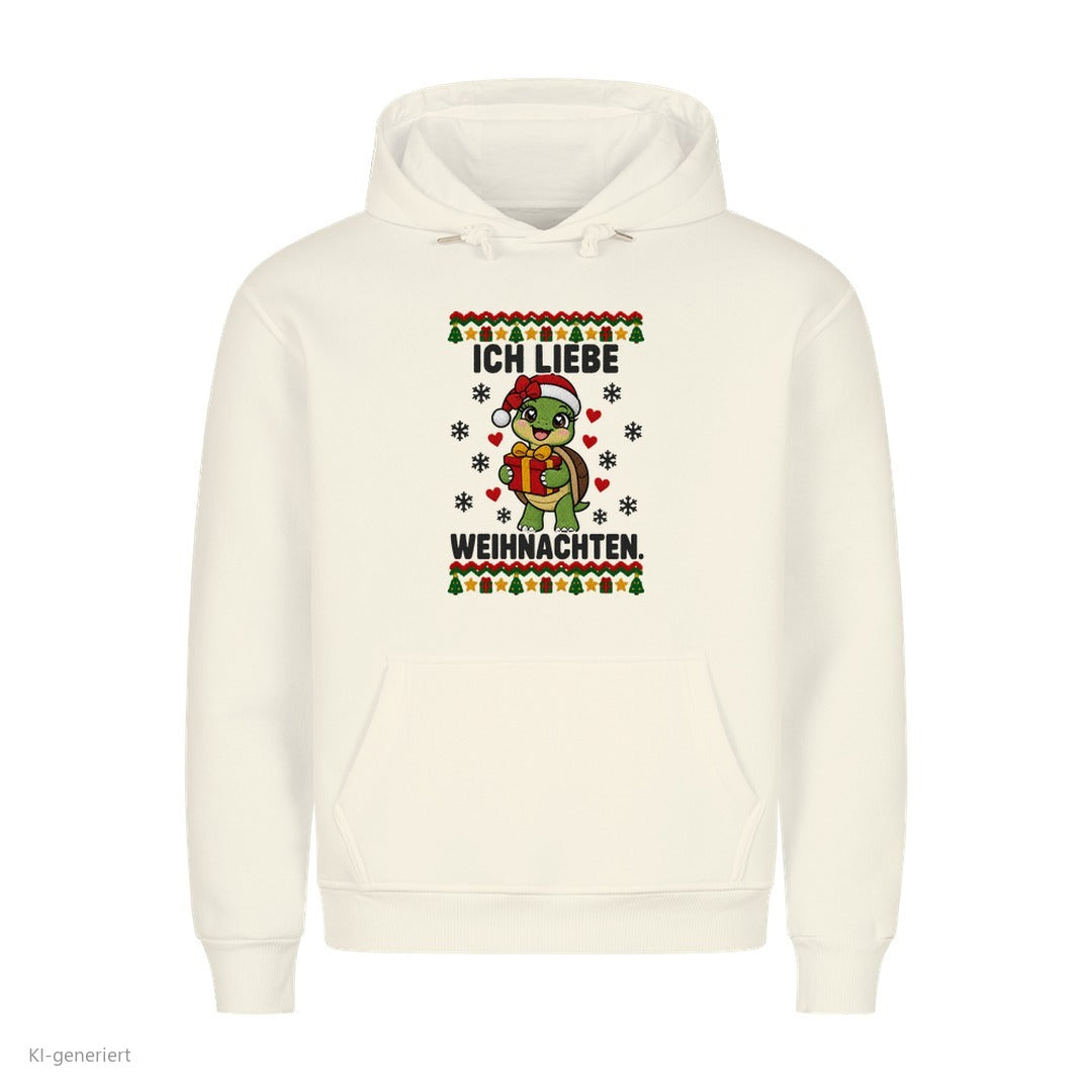Partner Weihnachtshoodies Schildkröte: Ich liebe Weihnachten - Hoodie in Weiß
