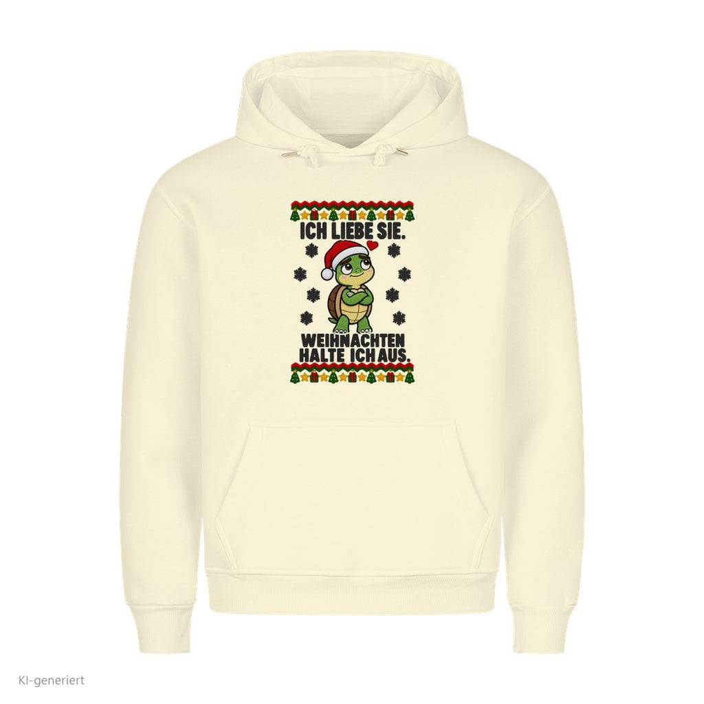 Partner Weihnachtshoodies Schildkröte: Ich liebe sie. Weihnachten halte ich aus - Hoodie in Beige