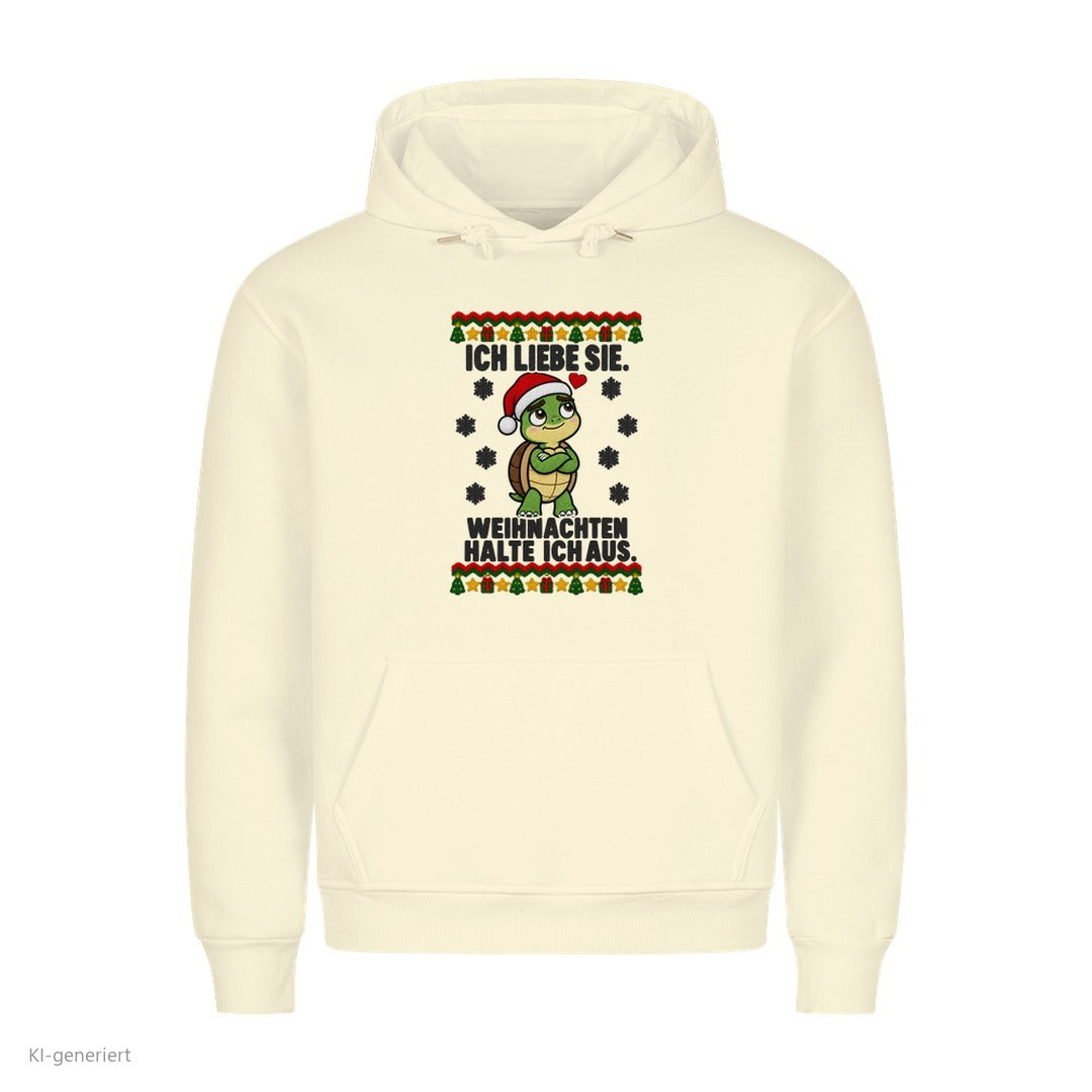 Partner Weihnachtshoodies Schildkröte: Ich liebe sie. Weihnachten halte ich aus - Hoodie in Beige