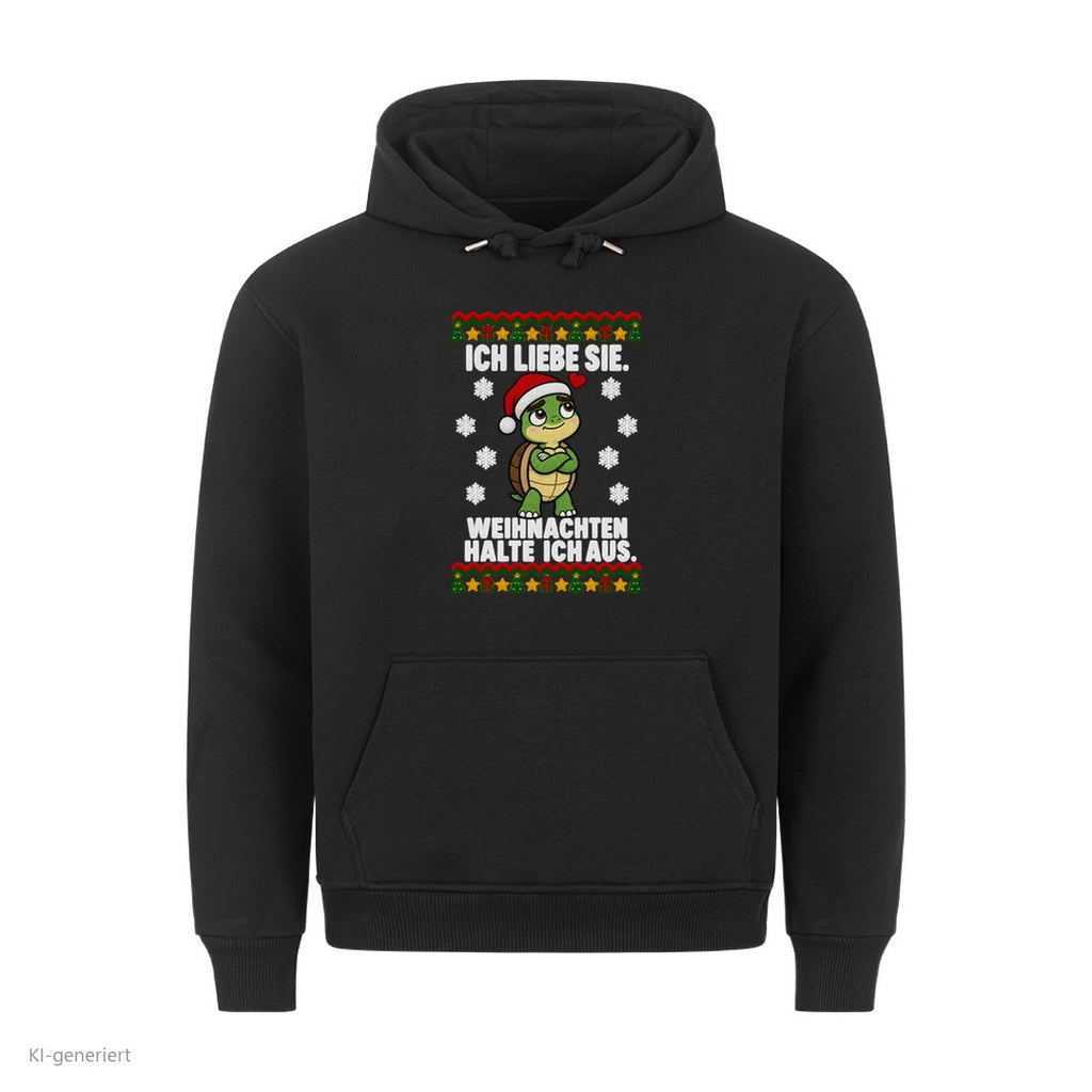 Partner Weihnachtshoodies Schildkröte: Ich liebe sie. Weihnachten halte ich aus - Hoodie in Schwarz