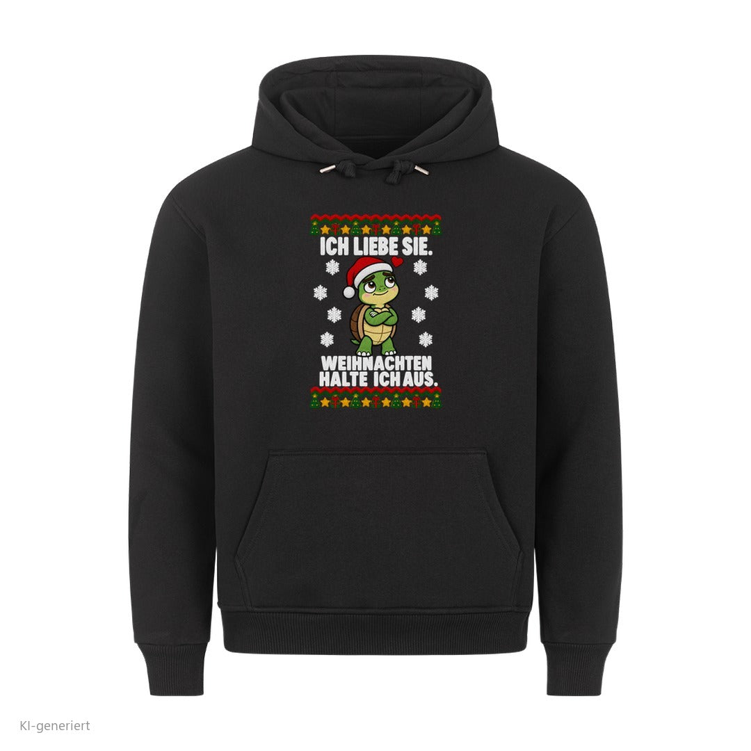 Partner Weihnachtshoodies Schildkröte: Ich liebe sie. Weihnachten halte ich aus - Hoodie in Schwarz