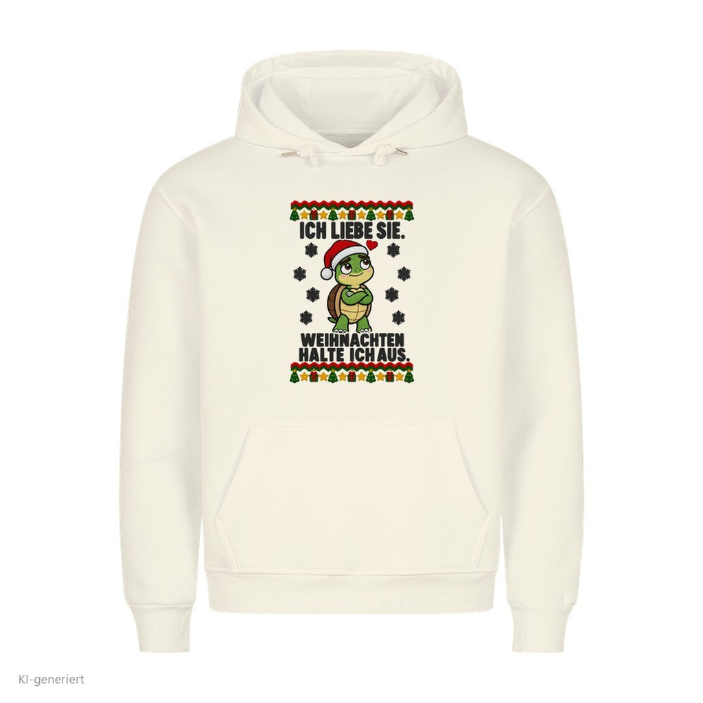 Partner Weihnachtshoodies Schildkröte: Ich liebe sie. Weihnachten halte ich aus - Hoodie in Weiß