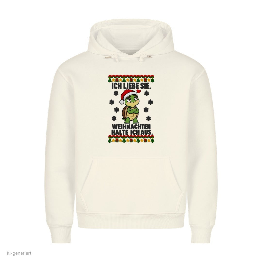 Partner Weihnachtshoodies Schildkröte: Ich liebe sie. Weihnachten halte ich aus - Hoodie in Weiß
