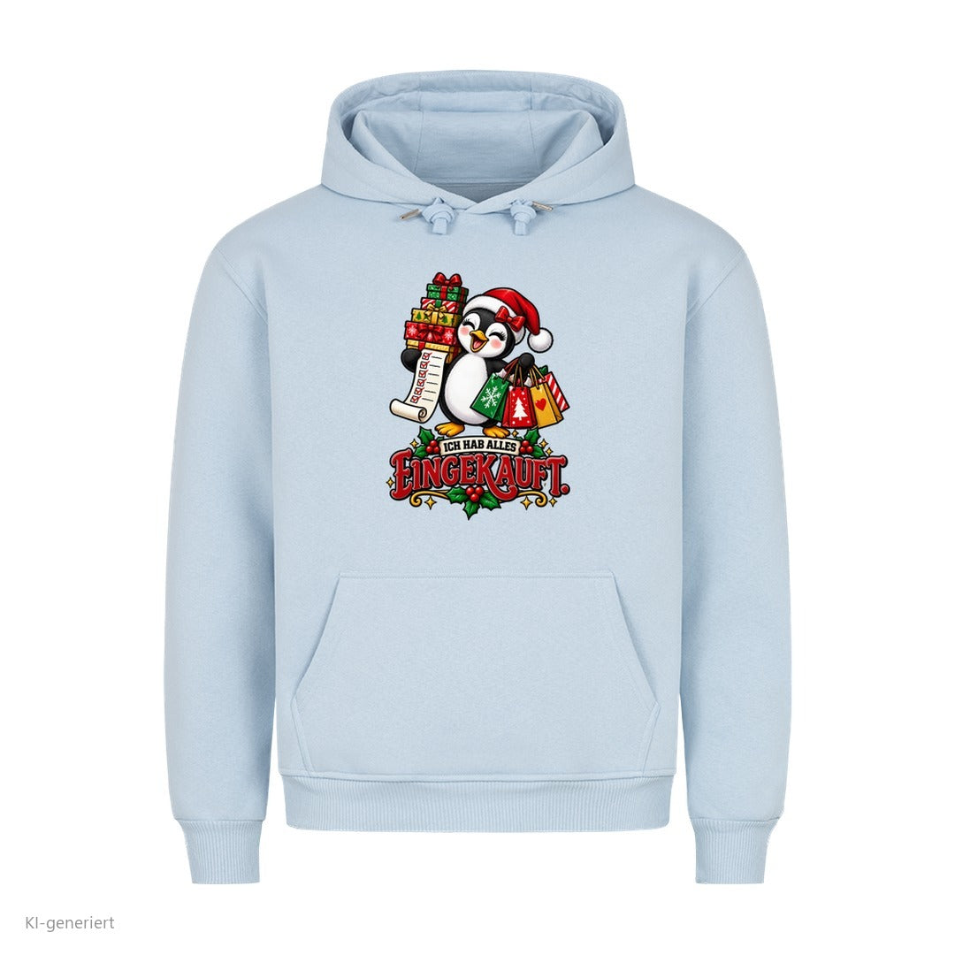 Partner Weihnachtshoodies Pinguin: Ich hab alles eingekauft - Hoodie in Babyblau