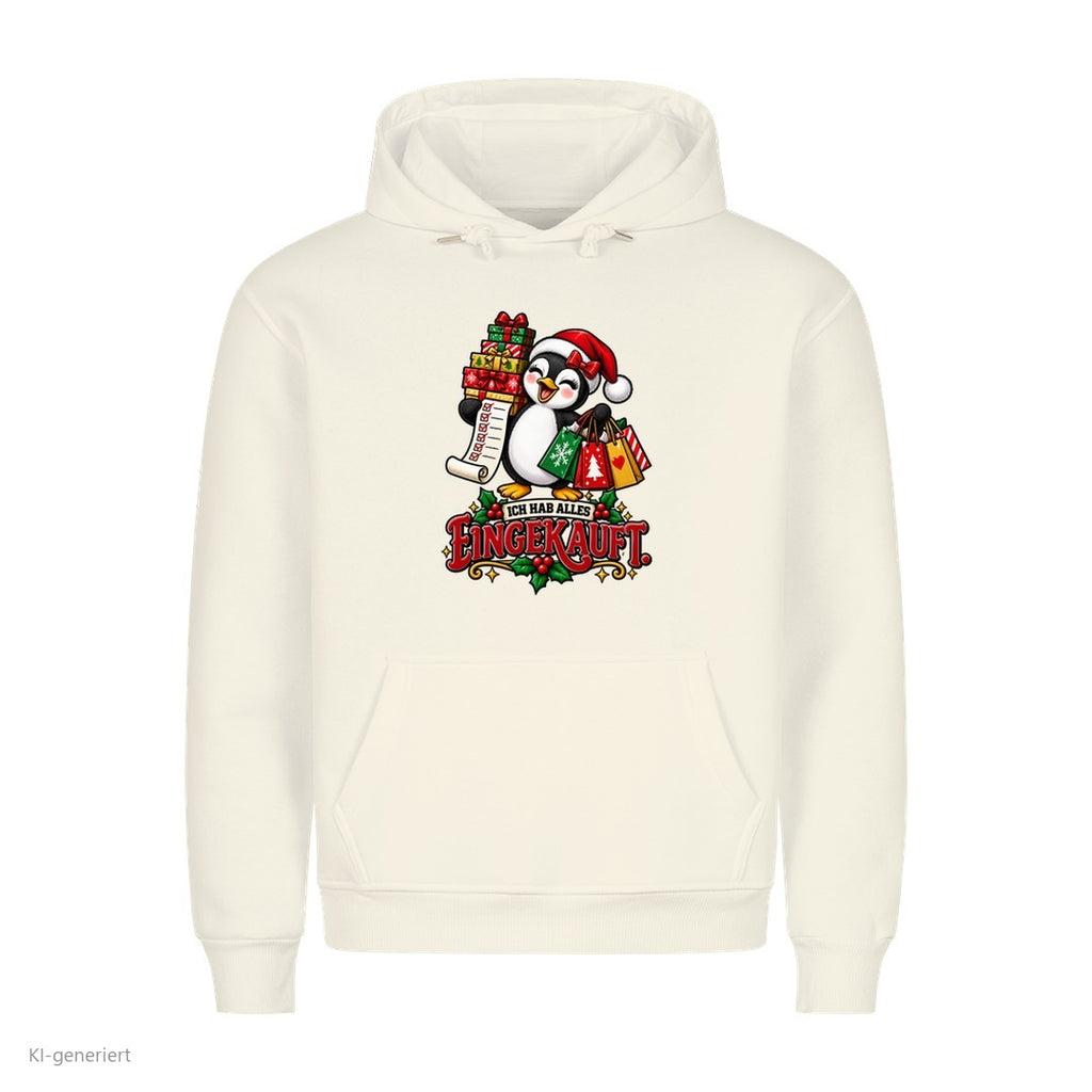 Partner Weihnachtshoodies Pinguin: Ich hab alles eingekauft - Hoodie in Weiß