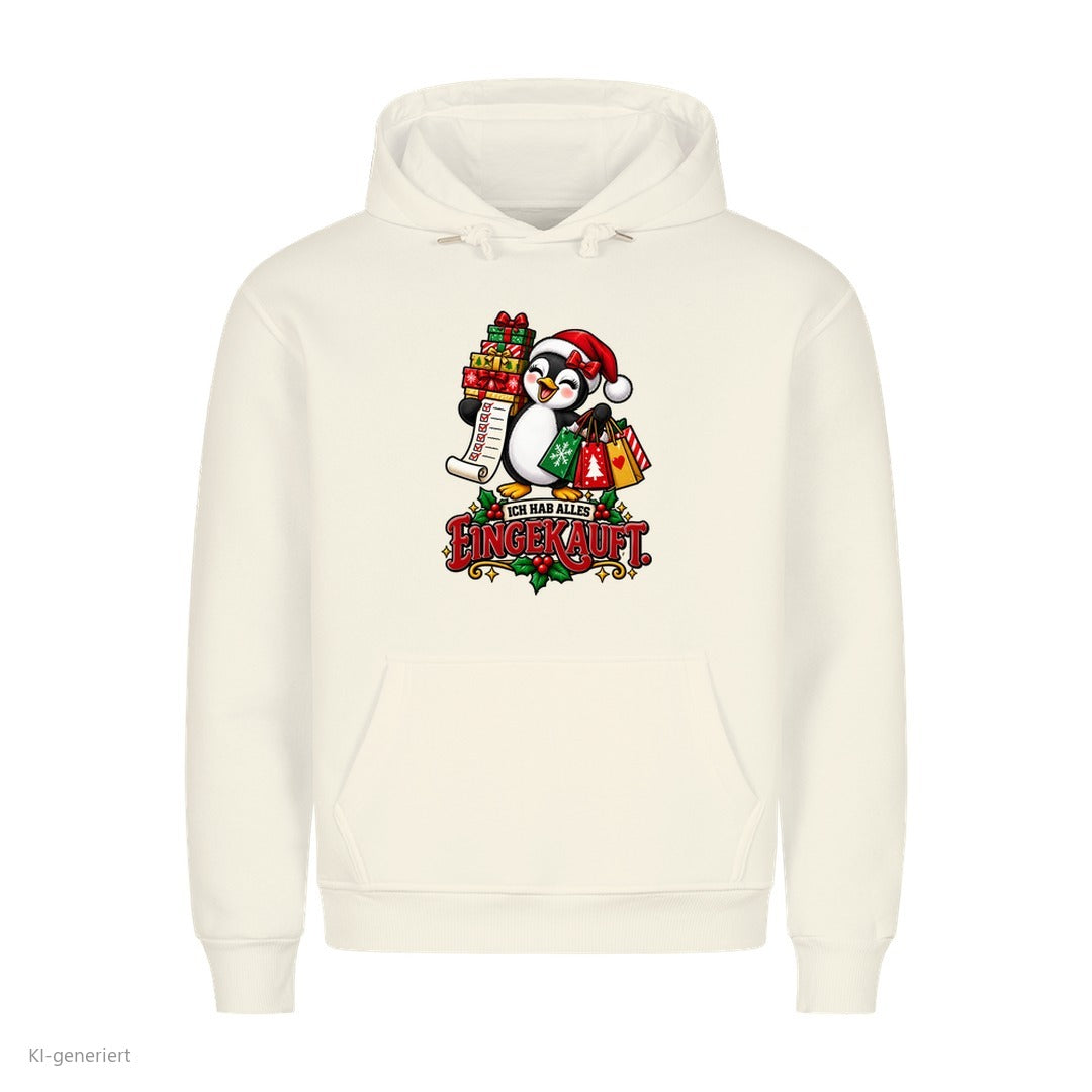 Partner Weihnachtshoodies Pinguin: Ich hab alles eingekauft - Hoodie in Weiß