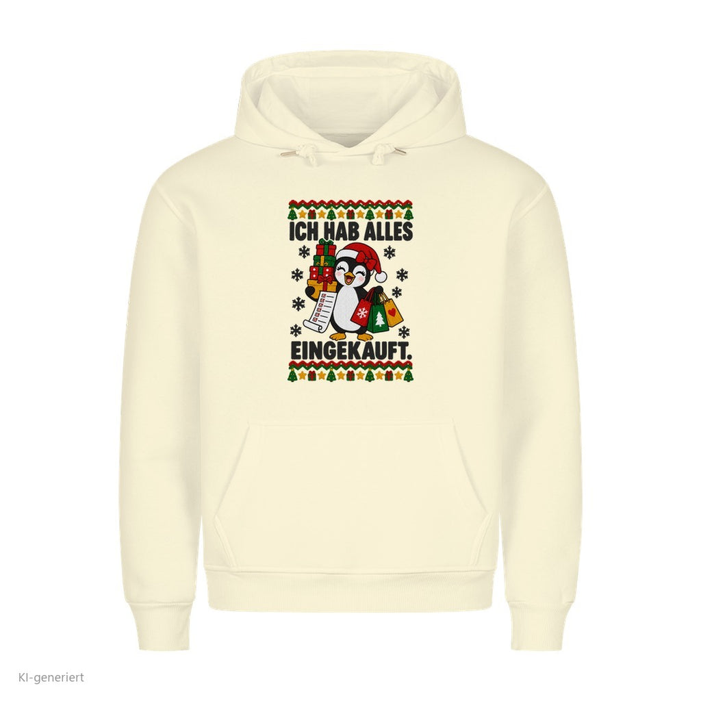 Partner Weihnachtshoodies Pinguin: Ich hab alles eingekauft - Hoodie in Beige