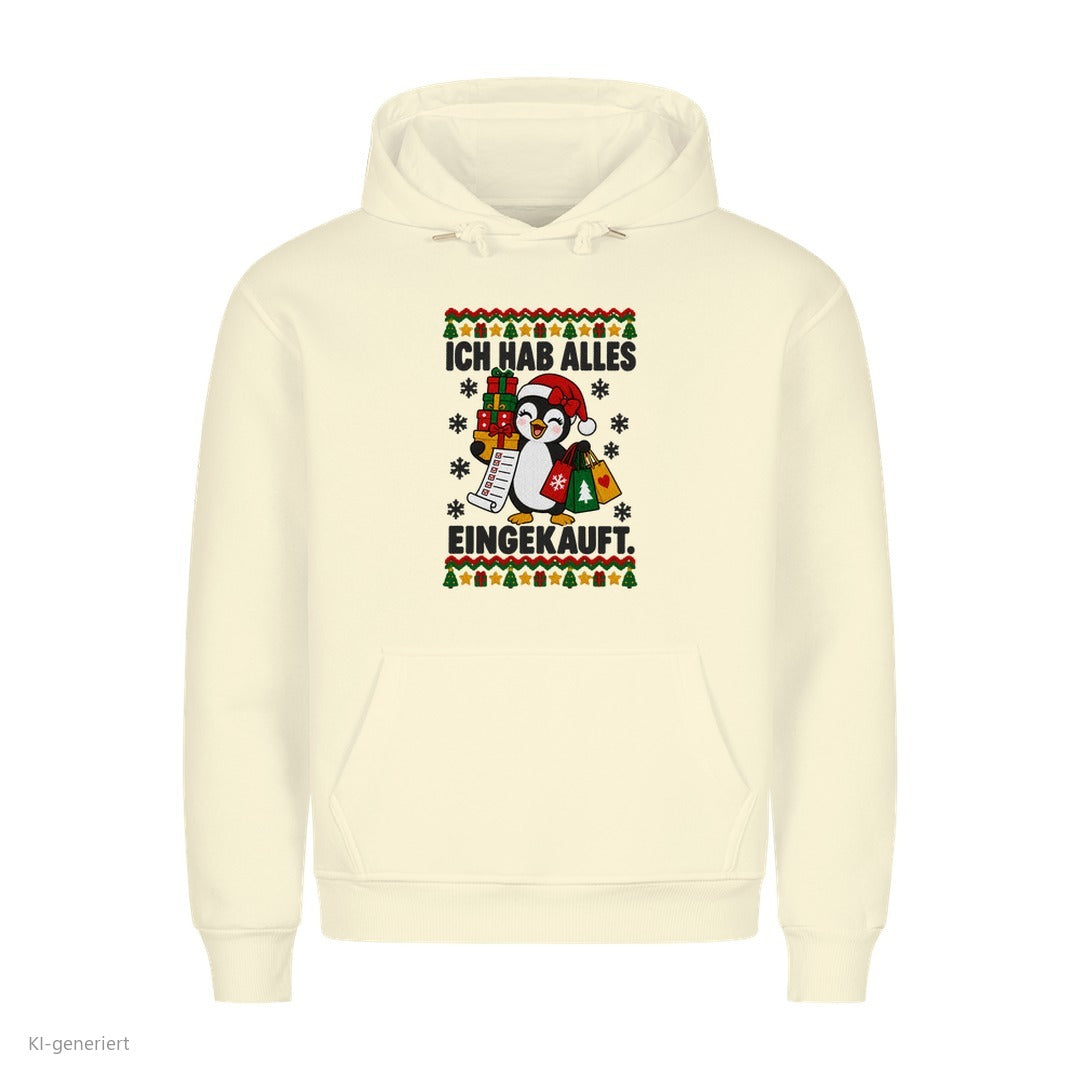 Partner Weihnachtshoodies Pinguin: Ich hab alles eingekauft - Hoodie in Beige