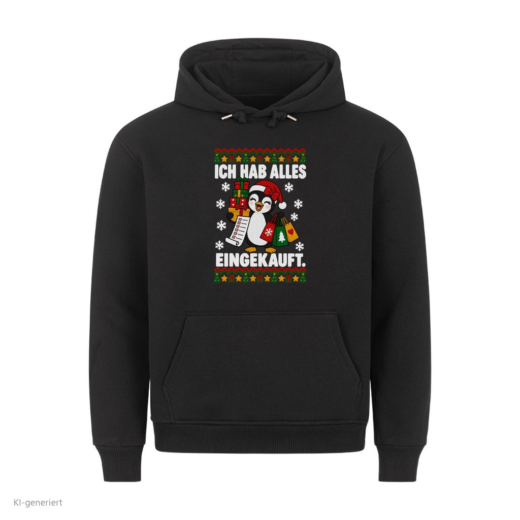 Partner Weihnachtshoodies Pinguin: Ich hab alles eingekauft - Hoodie in Schwarz